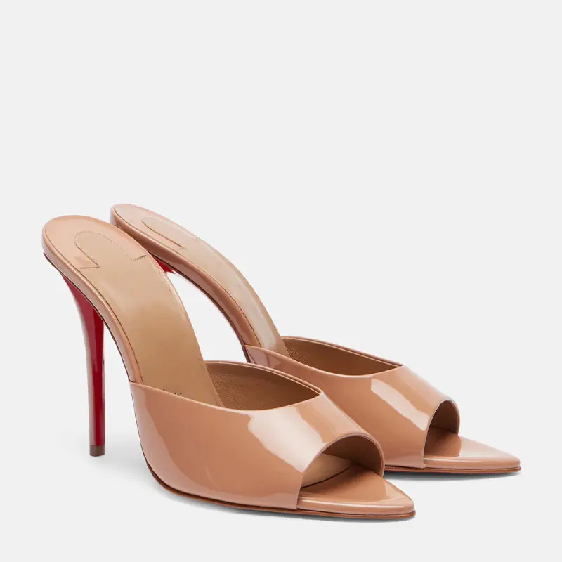 Women'S Shoes Quality - 女性用靴新しいポインテッドオープントゥローマンサンダルメタルセクシーな女性の靴アウトドアスリッパ 10.5 センチメートルサンダリアロマナスムジェール