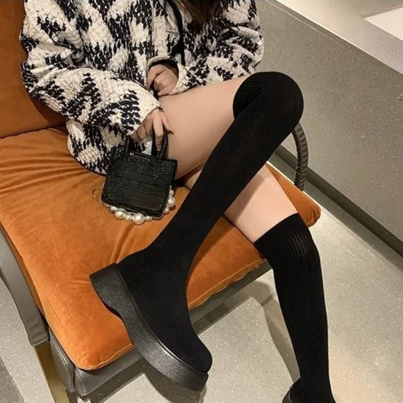 Sock Boot Women - レディース 厚底 膝丈 エラスティックソックスブーツ ペティフレンドリー FW26