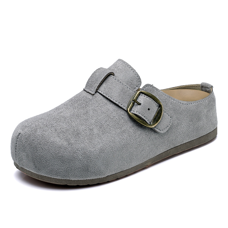 女性用、バックル付きストラップ、つま先が覆われたフラットミュ - Women'S Shoes Clogs のレビューと価格