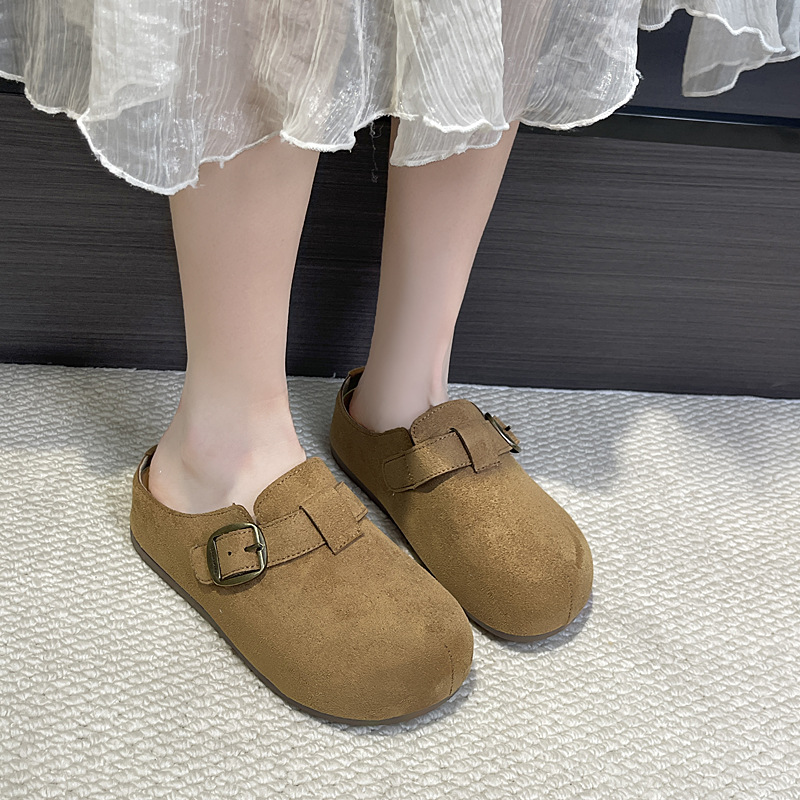 女性用、バックル付きストラップ、つま先が覆われたフラットミュ - Women'S Shoes Clogs のレビューと価格