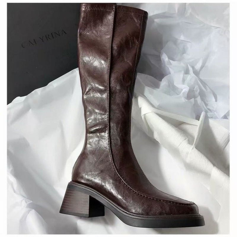 ラウンドトゥ厚底ロングブーツ（女性用）、2026年秋新作ハイ - Knee High Boots Women のレビューと価格