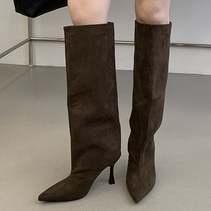 エイリーケンの冬用レトロデザイン、つま先が尖ったニーハイブー - Knee High Boots Women のレビューと価格