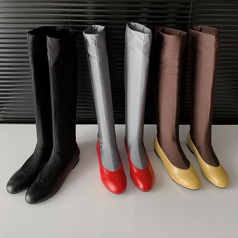 ファッションブランドラウンドトゥニーハイブーツ女性秋冬フラッ - Sock Boot Women のレビューと価格