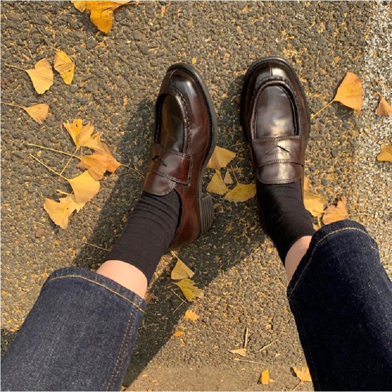 高品質の牛革の靴女性春の新レトロ厚いヒールワンペダル浅いロー - Women'S Shoes Quality のレビューと価格