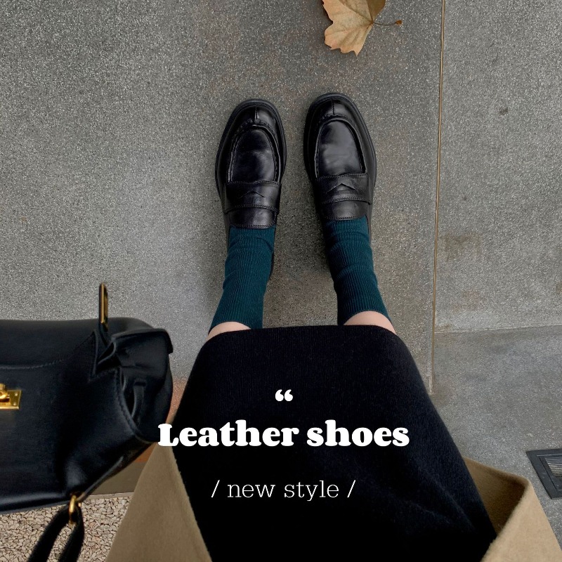 高品質の牛革の靴女性春の新レトロ厚いヒールワンペダル浅いロー - Women'S Shoes Quality のレビューと価格