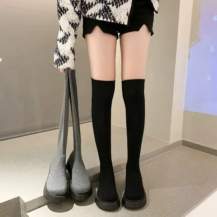 レディース 厚底 膝丈 エラスティックソックスブーツ ペティ - Sock Boot Women のレビューと価格