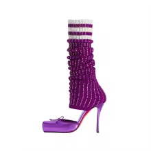 バタフライコンツスクエアトゥニーハイ女性サンダルソックスブー - Knee High Boots Women のレビューと価格